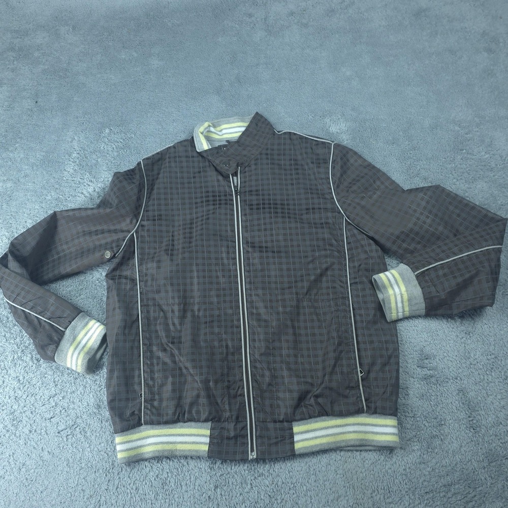 Heritage 1981 Jacket Mens Large Brown Plaid Full Zip Varsity Striped Trim
